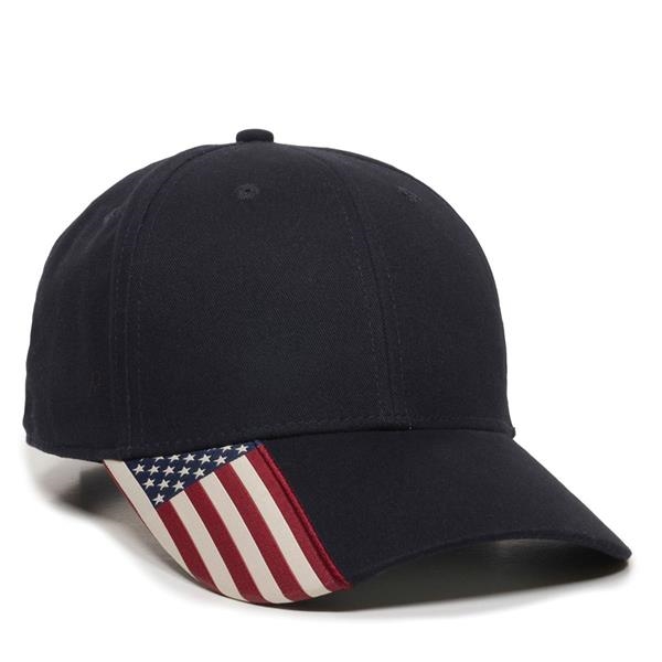 American flag on the bill hat